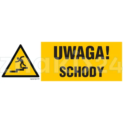 Uwaga schody - lewostronny - Znak informacyjny - NC119