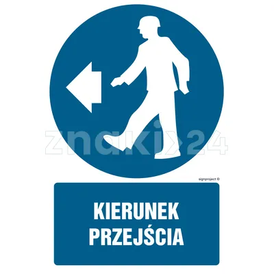 Kierunek przejścia w lewo - Znak BHP - GL045