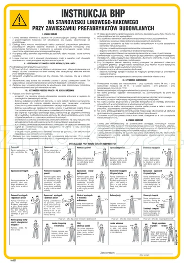 Instrukcja BHP na stanowisku linowego-hakowego przy zawieszaniu prefabrykatów budowlanych - Instrukcja BHP - IAE08