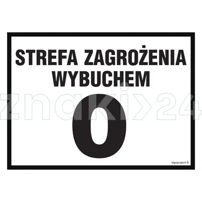 Strefa zagrożenia wybuchem 0 - Znak ostrzegawczy. Znak informacyjny - NB022