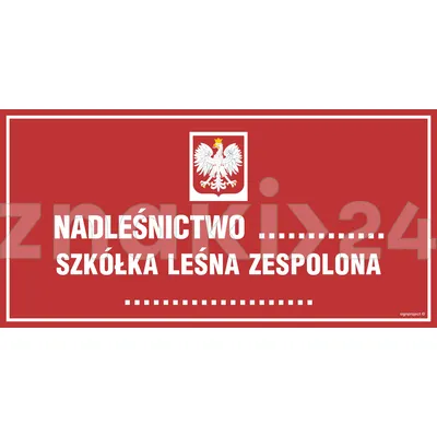 Tablica informacyjna o nadleśnictwie (z godłem państwowym) - Tablica leśna - OB017