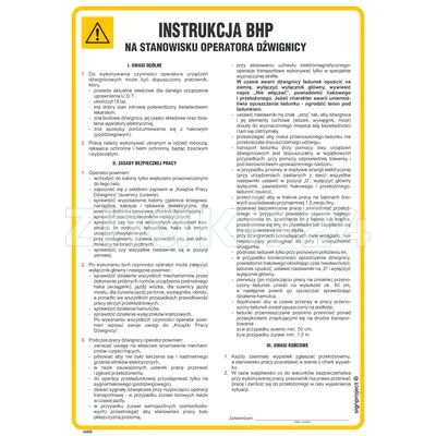 Instrukcja BHP na stanowisku operatora dźwignicy - Instrukcja BHP - IAE05