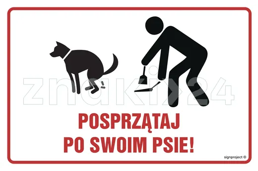 Posprzątaj po swoim psie - Znak informacyjny - NC132