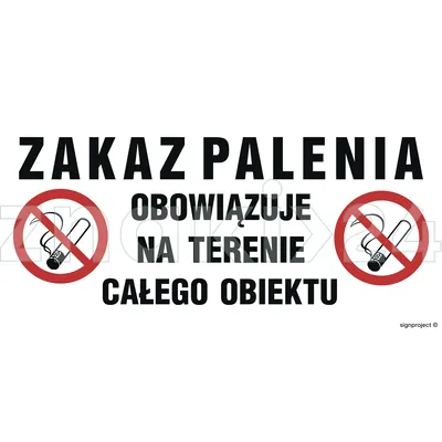 Zakaz palenia obowiązuje na terenie całego obiektu - Znak informacyjny - NC129