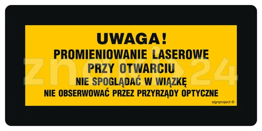 Uwaga niewidzialne promieniowanie laserowe - Znak BHP, laser - KB007