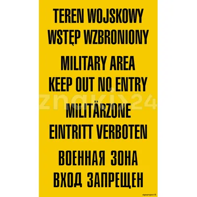 Teren wojskowy wstęp wzbroniony - Tablica wojskowa - JE001