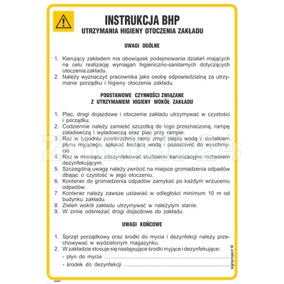 Instrukcja BHP utrzymania higieny otoczenia zakładu - Instrukcja BHP - IAG57