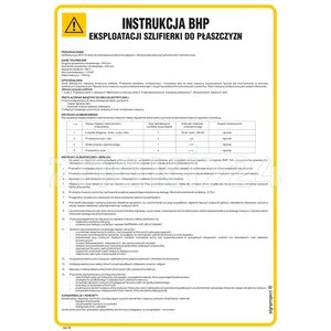 Instrukcja BHP eksploatacji szlifierki do płaszczyzn - Instrukcja BHP - IAC10