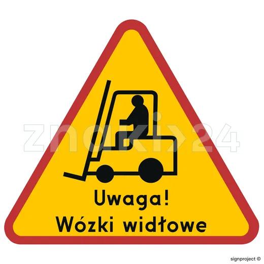 Uwaga! Wózki widłowe - Znak BHP - GE028