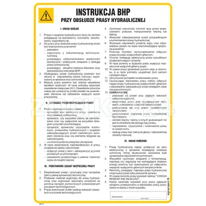 Instrukcja BHP przy obsłudze prasy hydraulicznej - Instrukcja BHP - IAC17