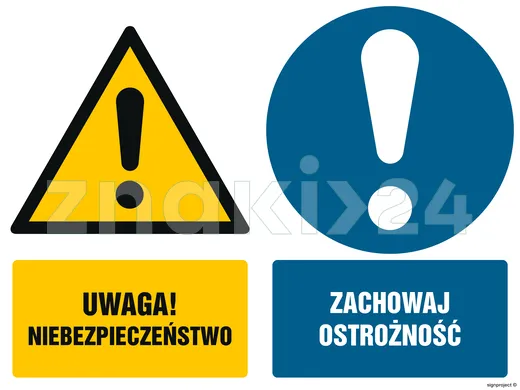 Uwaga niebezpieczeństwo Zachowaj ostrożność - Znak BHP - GM017