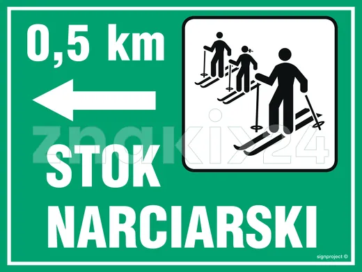 Kierunek na stok narciarski - Znak informacyjny - OC006