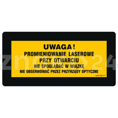 Uwaga niewidzialne promieniowanie laserowe - Znak BHP, laser - KB007