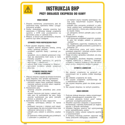 Instrukcja BHP przy obsłudze ekspresu do kawy - Instrukcja BHP - IAG52