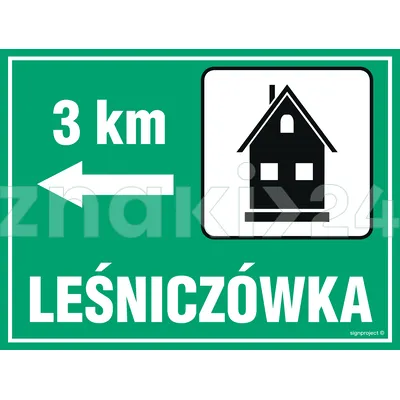 Lesniczówka - odległość - Znak informacyjny - OC001