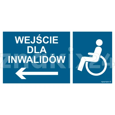 Wejście dla inwalidów w lewo - Znak informacyjny - NC114