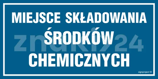 Miejsce składowania środków chemicznych - Znak ostrzegawczy. Znak informacyjny - ND014