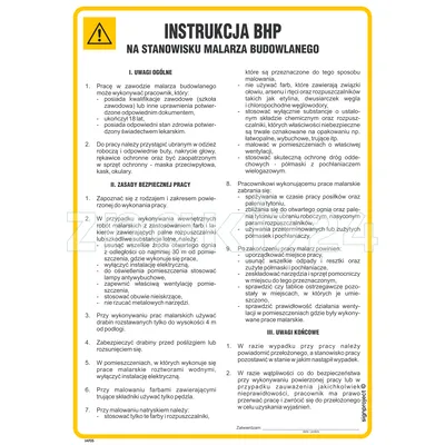 Instrukcja BHP na stanowisku malarza budowlanego - Instrukcja BHP - IAF05