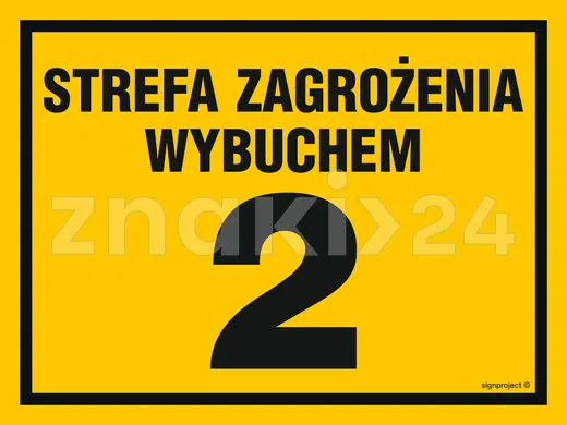 Strefa zagrożenia wybuchem 2 - Znak ostrzegawczy. Znak informacyjny - NB006