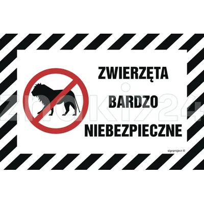 Zwierzęta bardzo niebezpieczne - Znak ostrzegawczy. Znak informacyjny - NC020