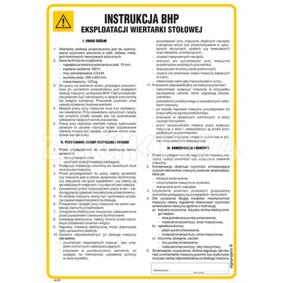 Instrukcja BHP eksploatacji wiertarki stołowej - Instrukcja BHP - IAC09