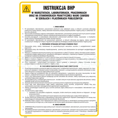 Instrukcja ogólna BHP w warsztatach - Instrukcja BHP - IAA10