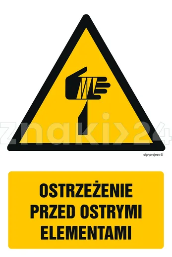 Ostrzeżenie przed ostrymi elementami - Znak BHP - GF077