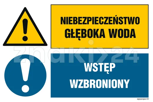 Niebezpieczeństwo Głęboka woda Wstęp wzbroniony - Znak BHP - GN005