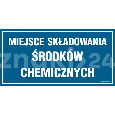 Miejsce składowania środków chemicznych - Znak ostrzegawczy. Znak informacyjny - ND014