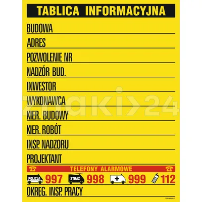 Tablica budowlana informacyjna (kolorowa) - Tablica budowlana informacyjna - OA088