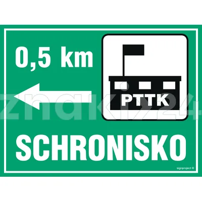 Schronisko - odległość - Znak informacyjny - OC002