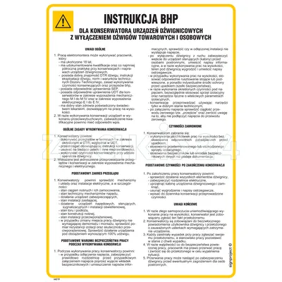 Instrukcja BHP Dla konserwatora urządzeń dźwignicowych z wyłączeniem dźwigów towarowych i osobowych - Instrukcja BHP - IAE19