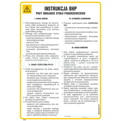 Instrukcja BHP przy obsłudze stołu podgrzewczego - Instrukcja BHP - IAG36