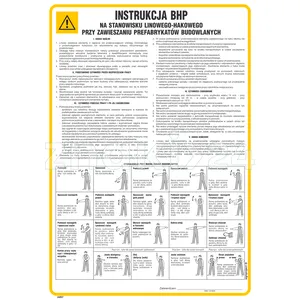 Instrukcja BHP na stanowisku linowego-hakowego przy zawieszaniu prefabrykatów budowlanych - Instrukcja BHP - IAE08