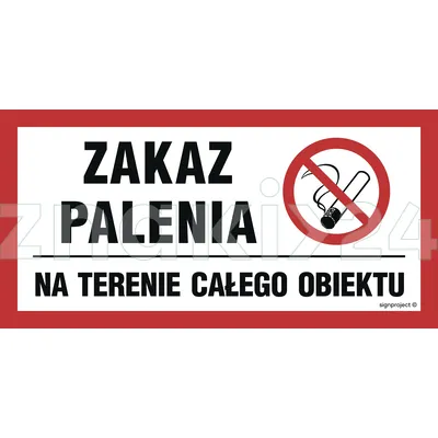 Zakaz palenia na terenie całego obiektu - Znak informacyjny - NC127