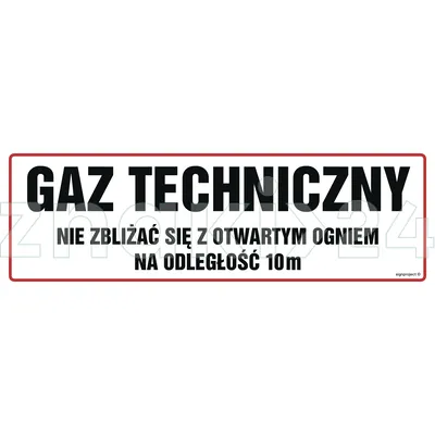 Gaz techniczny. Nie zbliżać się z otwartym ogniem - Znak informacyjny - NC102