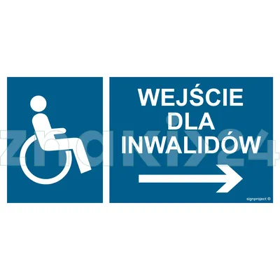 Wejście dla inwalidów w prawo - Znak informacyjny - NC115