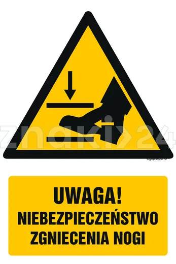 Uwaga! Niebezpieczeństwo zgniecenia nogi - Znak BHP - GF065