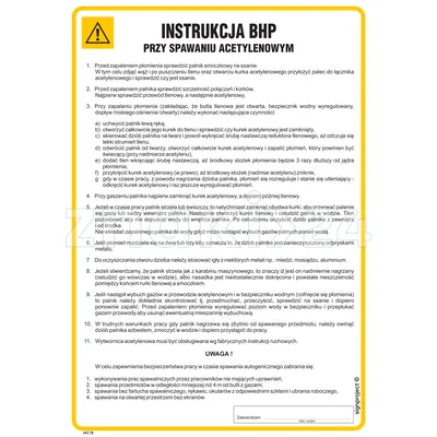 Instrukcja BHP przy spawaniu acetylenowym - Instrukcja BHP - IAC18