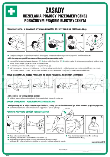 Zasady udzielania pomocy przedmedycznej porażonym prądem elektryczny - Instrukcja BHP - DD011