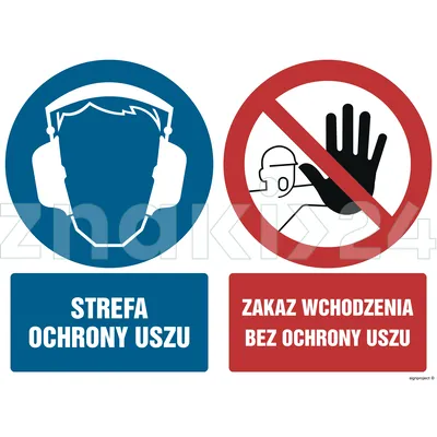 Strefa ochrony uszu Zakaz wchodzenia bez ochrony uszu - Znak BHP - GM029