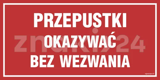 Przepustki okazać bez wezwania - Tablica wojskowa - JE007