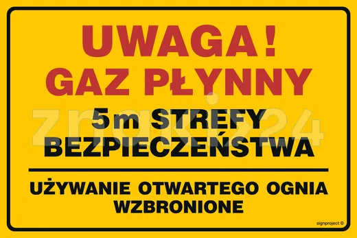 Uwaga! gaz płynny 5m strefy bezpieczeństwa - Gazociągi - JD052