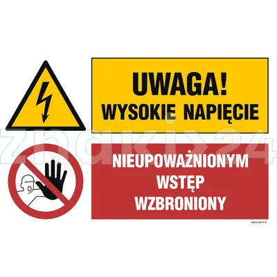 Uwaga! wysokie napięcie, Nieupoważnionym wstęp wzbroniony - Tablica budowlana informacyjna - OI041