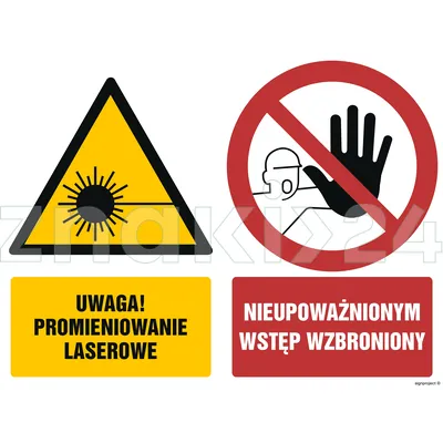 Uwaga promieniowanie laserowe Nieupoważnionym wstęp wzbroniony - Znak BHP - GM011