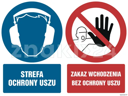 Strefa ochrony uszu Zakaz wchodzenia bez ochrony uszu - Znak BHP - GM029