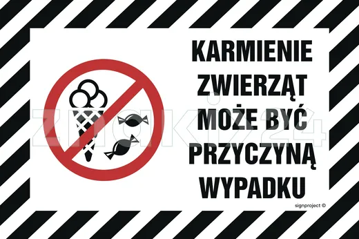 Karmienie zwierząt może być przyczyną wypadku - Znak ostrzegawczy. Znak informacyjny - NC021