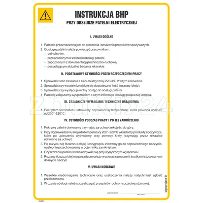 Instrukcja BHP przy obsłudze patelni elektrycznej - Instrukcja BHP - IAG02