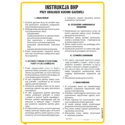 Instrukcja BHP przy obsłudze kuchni gazowej - Instrukcja BHP - IAG40