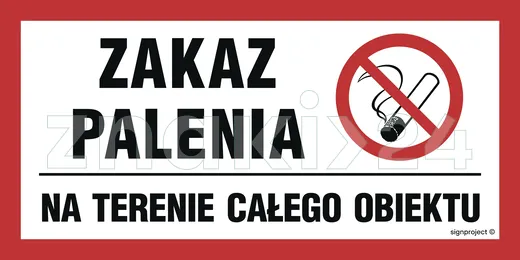 Zakaz palenia na terenie całego obiektu - Znak informacyjny - NC127